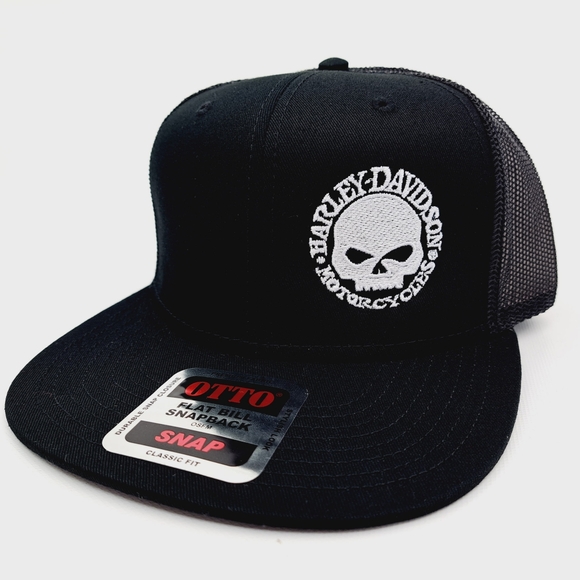 American Biker Retro Willy G Embroider Flat Bill Trucker Mesh Snapback Harley HD - Picture 8 of 8